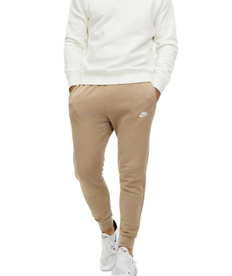 Nike Mens Sportswear Club Fleece Jogger Pants - Khaki/White