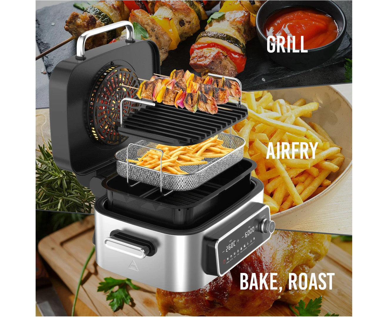 Kitchen Couture Top Loading Air Grill Family XL Air Fryer Stainless Steel