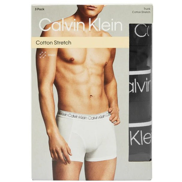 Calvin Klein Men's Cotton Stretch Trunks 3-Pack - Black/White