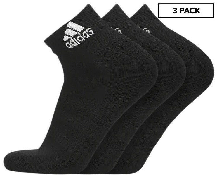 Adidas Men's Cushioned Ankle Socks 3-Pack - Black/White