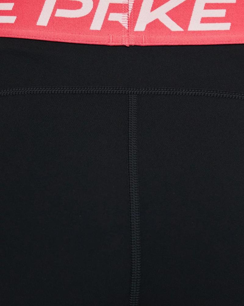 Nike Women's Pro Leak Protection: Period Mid-Rise 3" Biker Shorts - Black/ Aster Pink/White