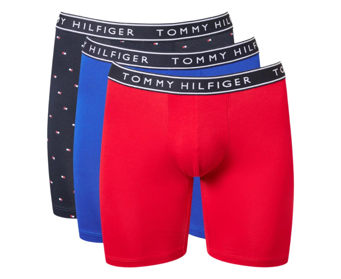 Tommy Hilfiger Men's Cotton Stretch Boxer Briefs 3-Pack - Midnight Blue/Blue/Red