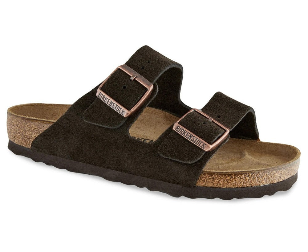 Birkenstock Women's Arizona Suede Leather Regular Fit Sandals - Mocha