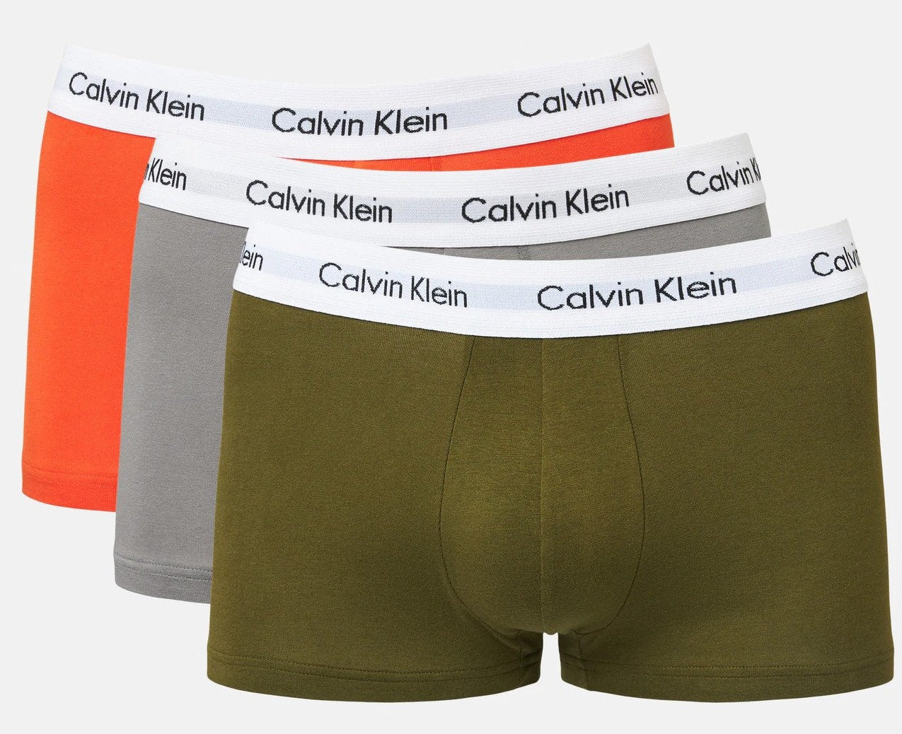 Calvin Klein Men's Cotton Stretch Low Rise Trunks 3-Pack - Khaki/Grey/Orange