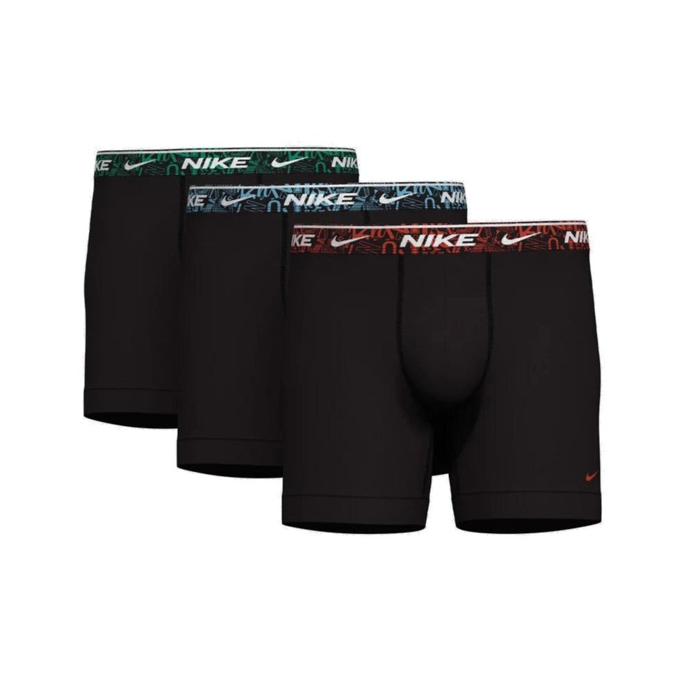 Nike Men's Everyday Cotton Stretch Boxer Briefs 3-Pack - Black, Picante, Aquarious