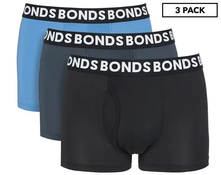 Bonds Men's Everyday Microfibre Trunks 3-Pack - Blue/Black/Grey