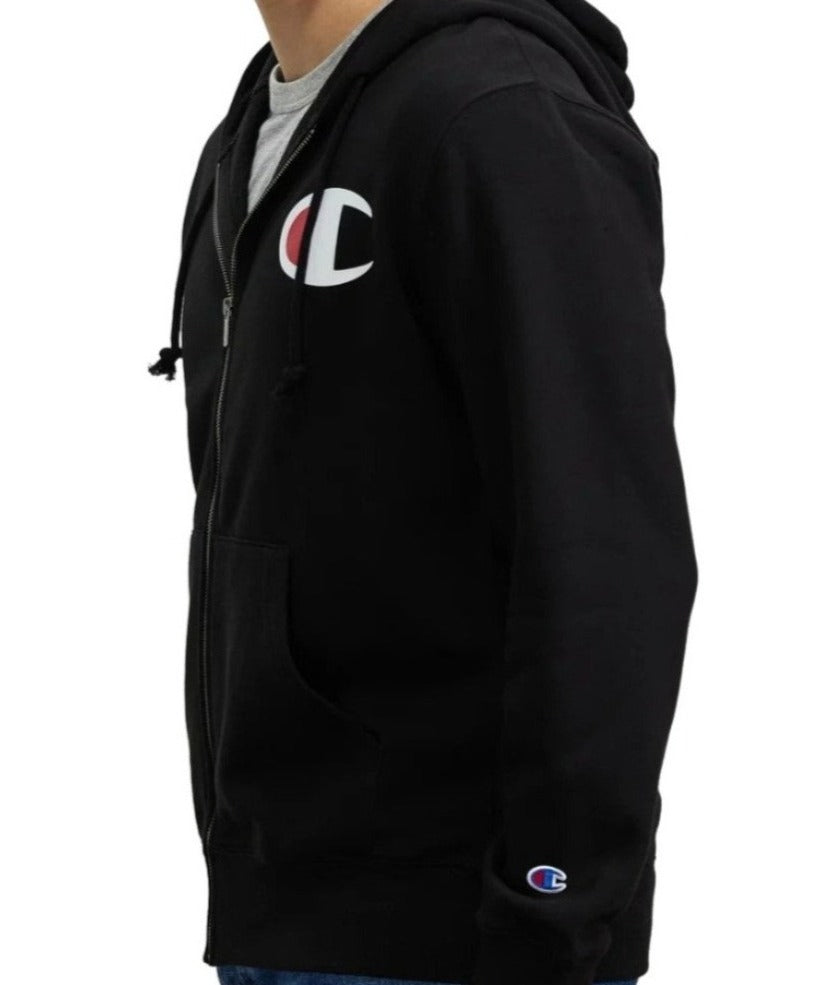 Champion Mens Big C Logo Hooded Zip Jacket - Black