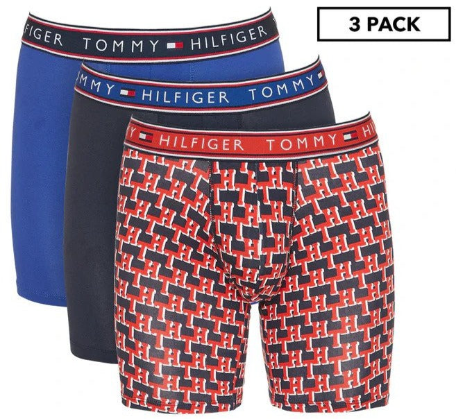 Tommy Hilfiger Men's Cotton Stretch Boxer Briefs 3-Pack - Paris Blue/Navy/Red