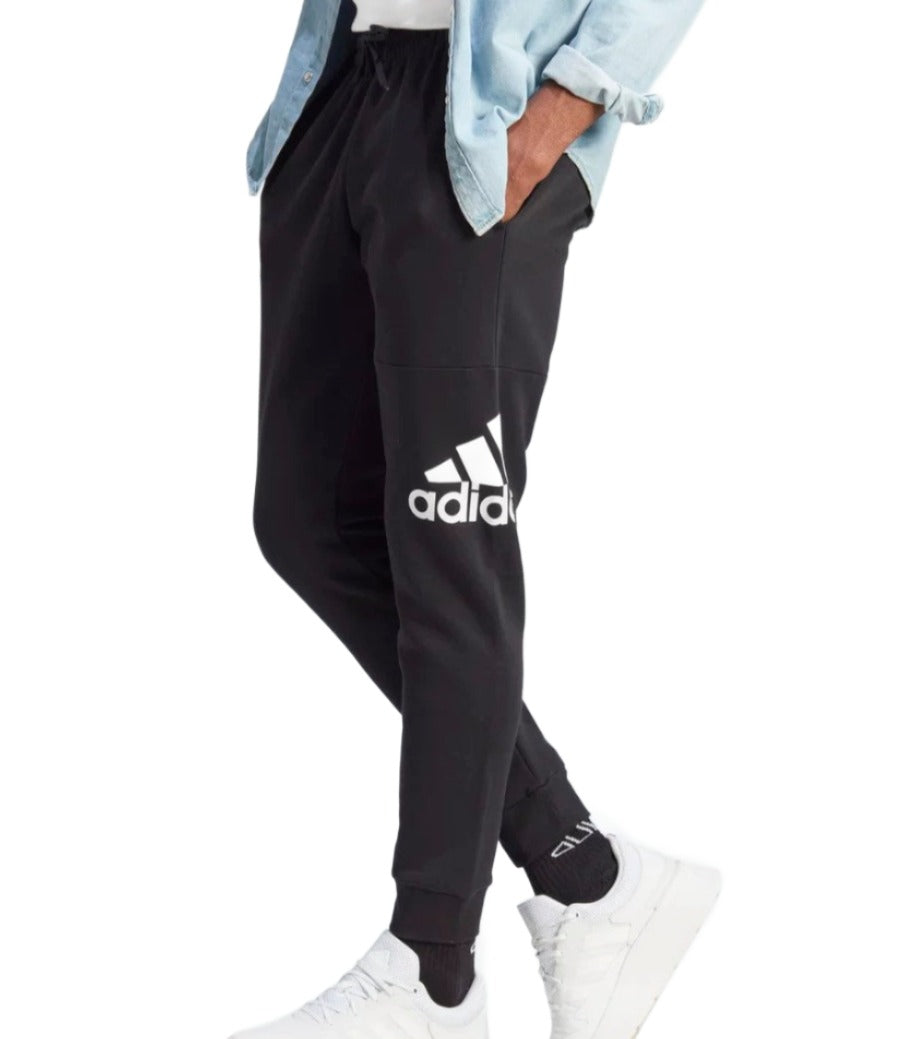 Adidas Mens Sportswear Essentials Fleece Tapered Cuff Big Logo Pants - Black