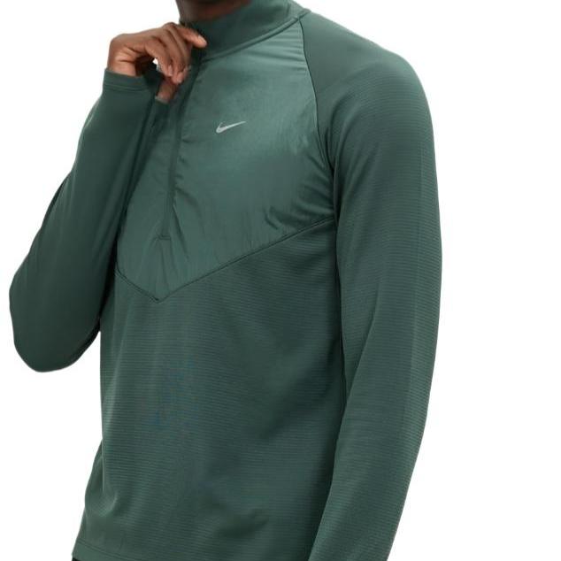 Nike Mens Run Division Dri-FIT 1/2-Zip Mid-Layer Running Top Tee - Vintage Green/Dark Stucco