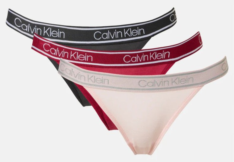 Calvin Klein Women's Bamboo Comfort String Cheeky Bikini Briefs 3-Pack - Ashford Grey/Nymph/Red Bud