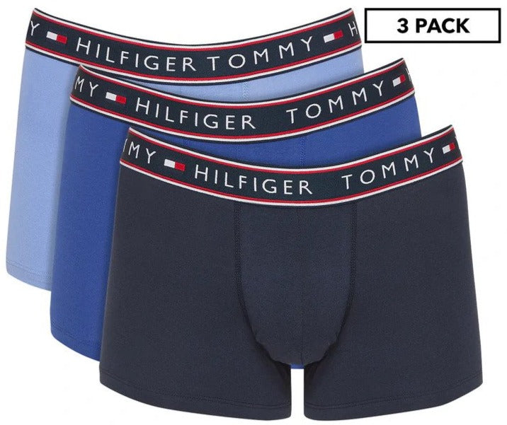 Tommy Hilfiger Men's Cotton Stretch Trunks 3-Pack - Blue