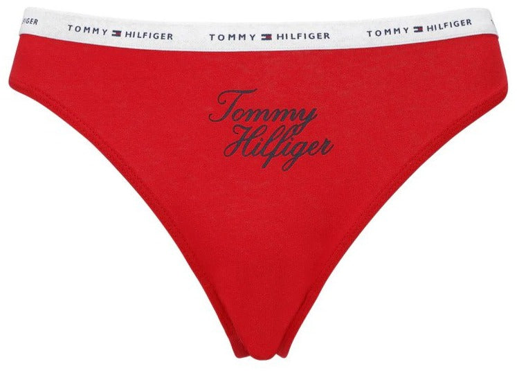 Tommy Hilfiger Women's Classic Cotton Thong 3-Pack - Navy Blazer/Apple Red/Heather Grey