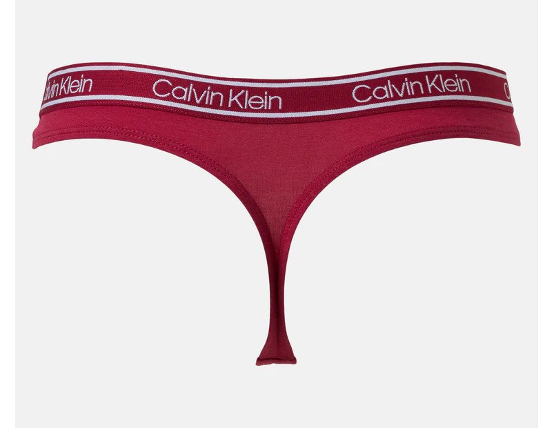 Calvin Klein Women's Bamboo Comfort Thong/String - Ashford Grey/Nymph/Red Bud