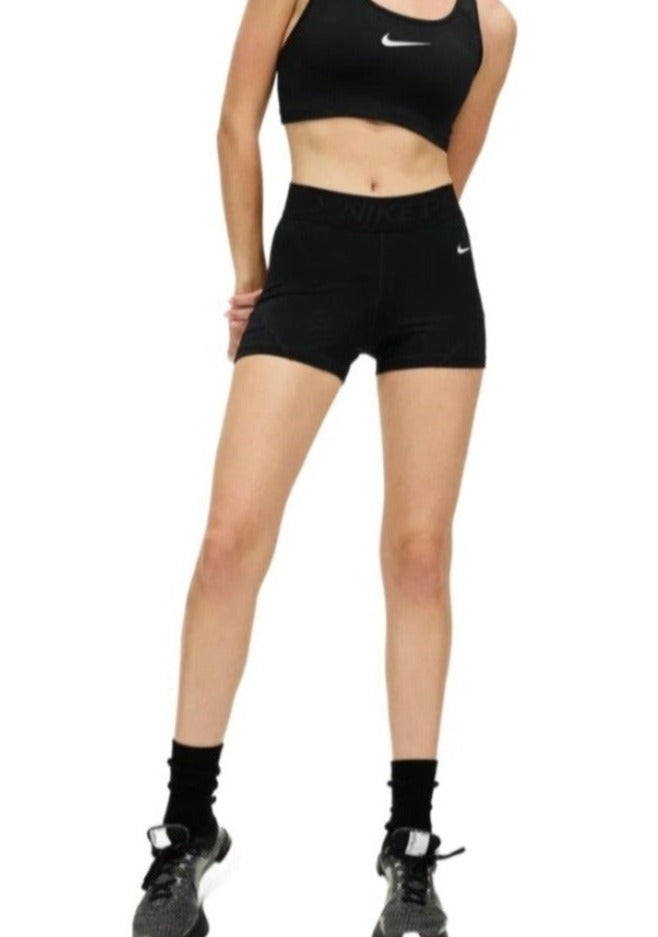 Nike Women Pro Mid-Rise 3in Shorts - Black/White