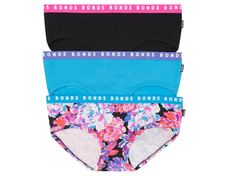 Bonds Women's Hipster Boyleg Briefs 3-Pack - Take It Or Leaf It/Bilgola/Black