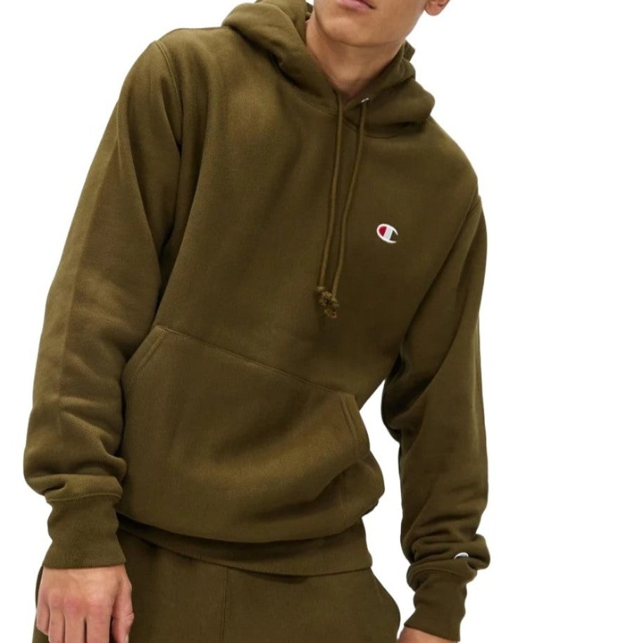 Champion Mens Reverse Weave Small C Hoodie - Nori