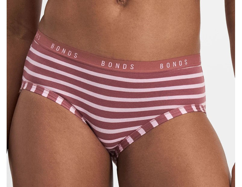 Bonds Women's Cottontails Midi Briefs 3-Pack - Lilac/Stripe/Base Blush