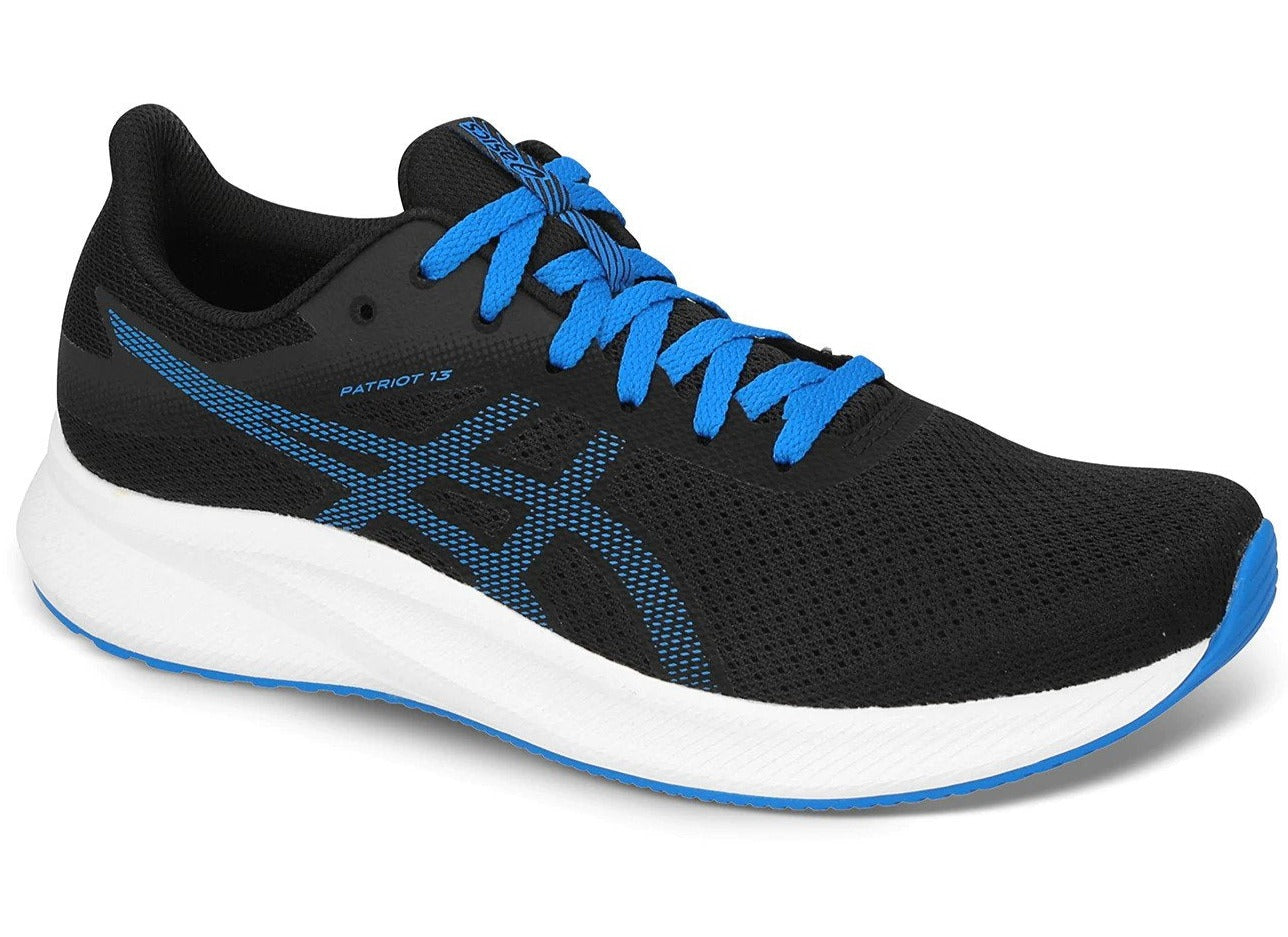 ASICS Men's Patriot 13 Running Shoes - Black/Electric blue