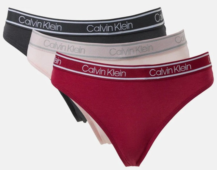 Calvin Klein Women's Bamboo Comfort Thong/String - Ashford Grey/Nymph/Red Bud