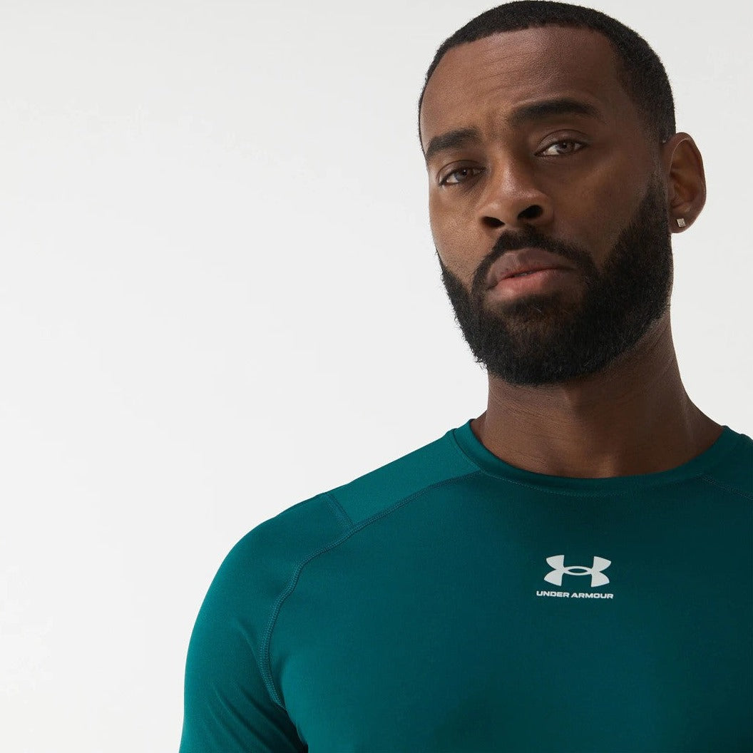 Under Armour Men's HeatGear Armour Nov Fitted Short Sleeve Tee / T-Shirt / Tshirt - Tourmaline Teal/Illusion Green