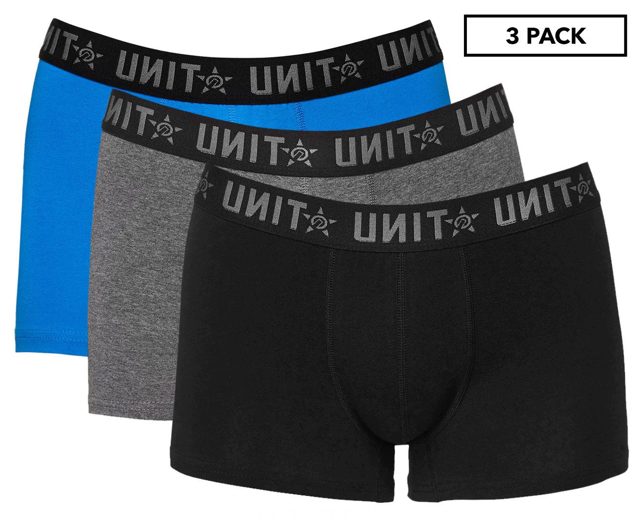 Unit Men's Day To Day Fitted Briefs 3-Pack - Blue/Grey/Black