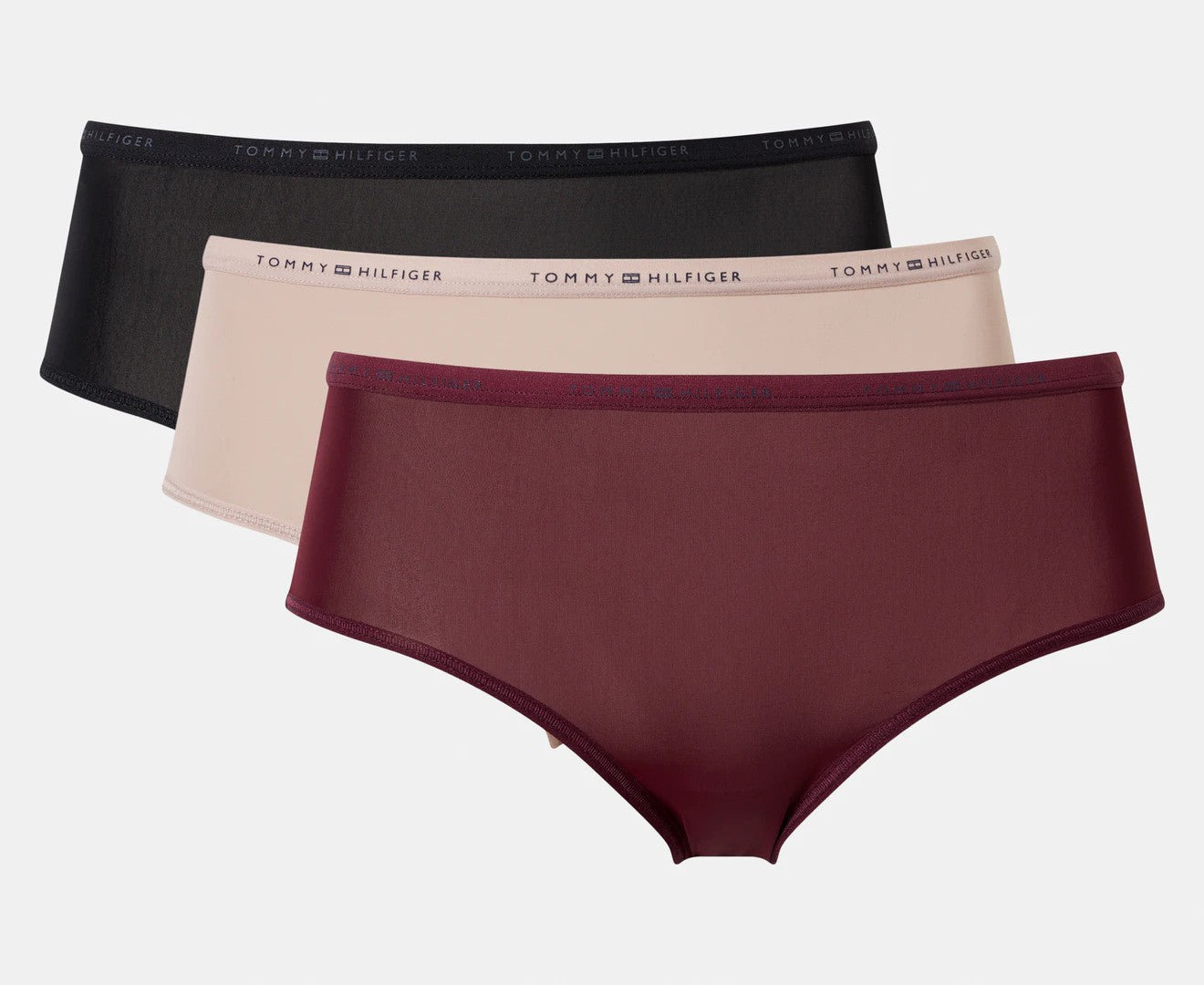 Tommy Hilfiger Women's Microfibre Hipster Briefs 3-Pack - Wine/Beige/Black