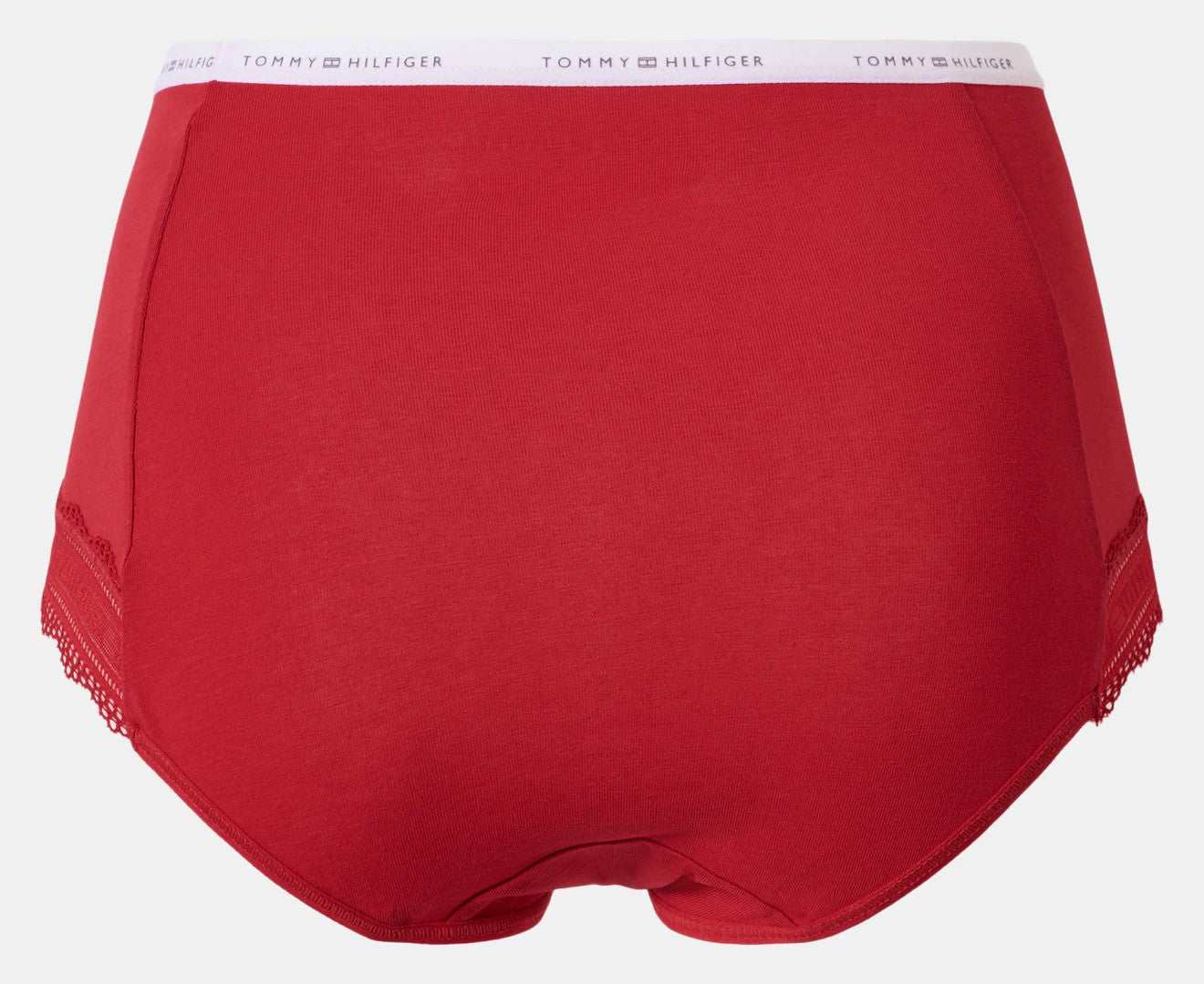 Tommy Hilfiger Women's Cotton Lace Logo Waistband Briefs 3-Pack - Red/Grey/Navy