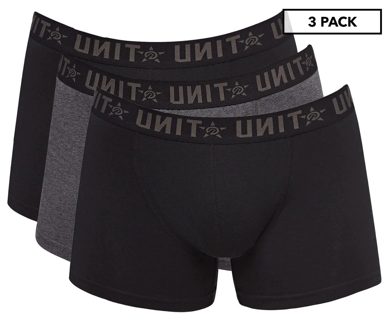 Unit Men's Day To Day Boxer Brief 3-Pack - Black/Grey