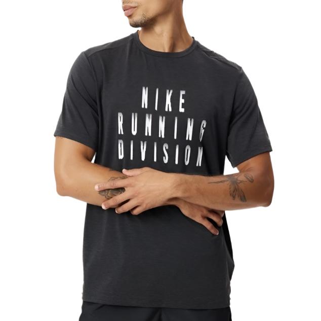 Nike Mens Dri-FIT Rise 365 Running Division Short Sleeve Running Top Tee - Black/Photon Dust