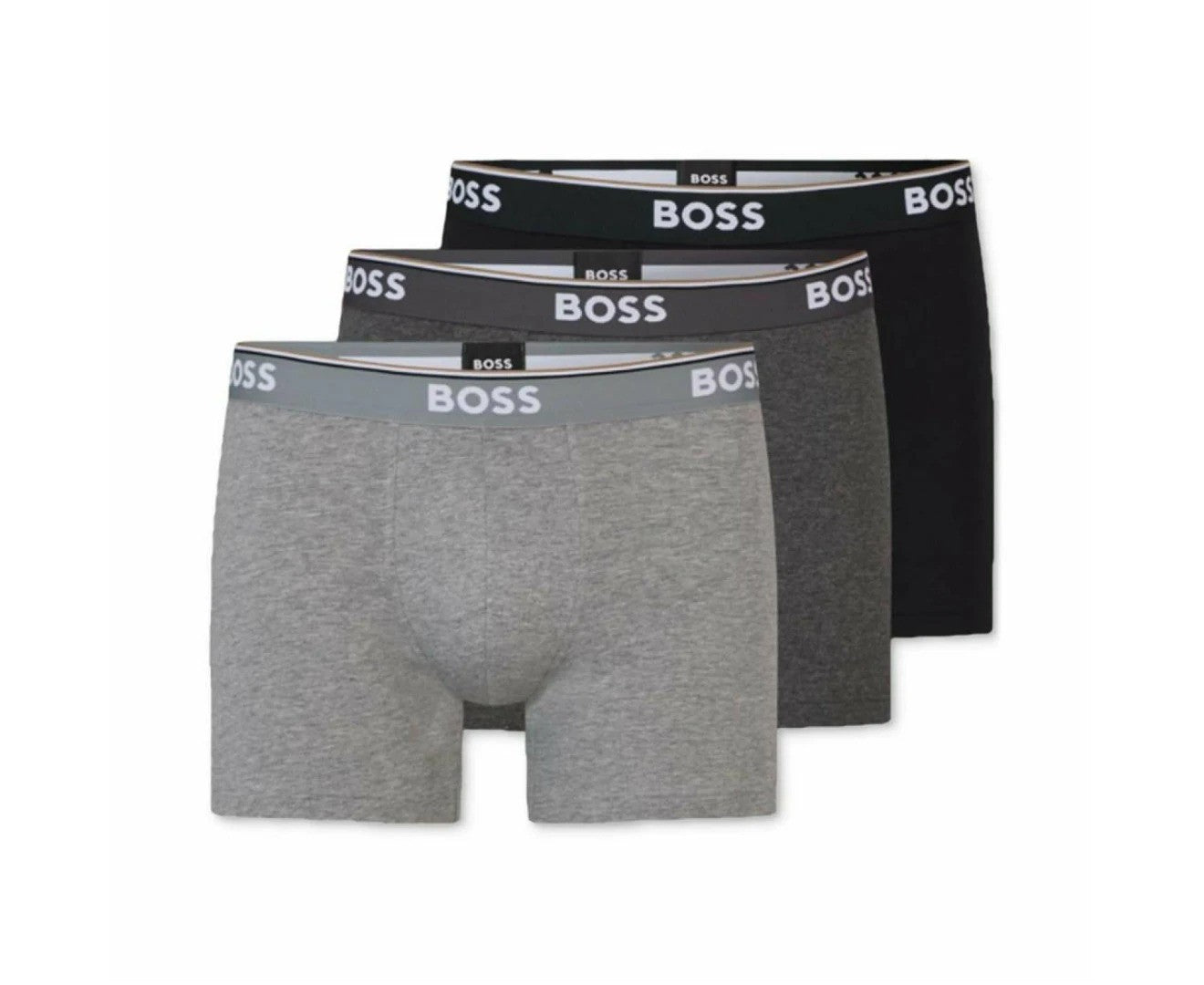 Hugo Boss Men's Power Tipped Logo Waistband Boxer Briefs 3-Pack - Black/Charcoal/Grey