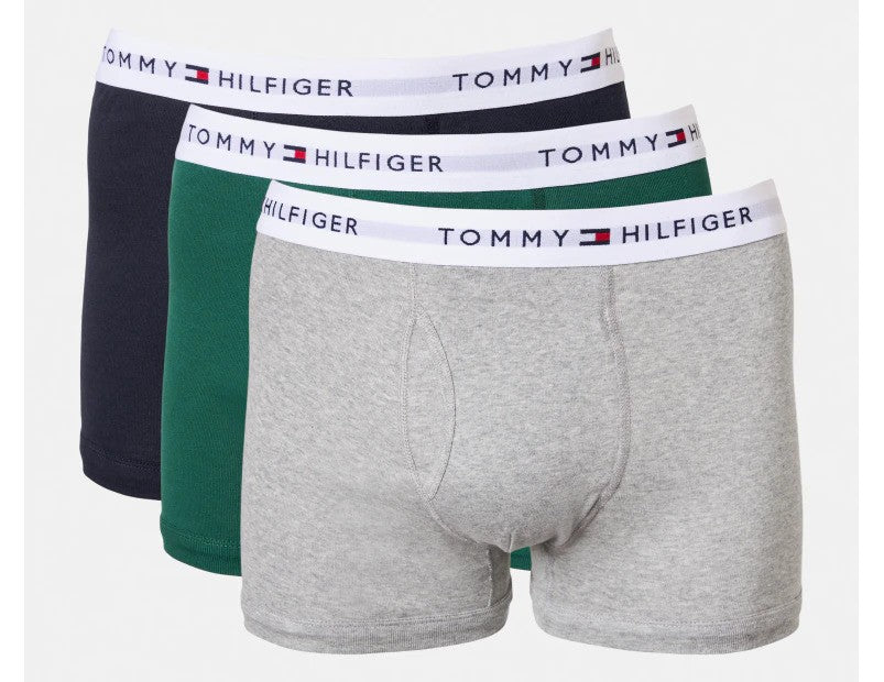 Tommy Hilfiger Men's Cotton Classics Trunks 3-Pack - Green Sea/Grey/Navy