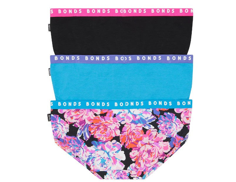 Bonds Women's Hipster Boyleg Briefs 3-Pack - Take It Or Leaf It/Bilgola/Black