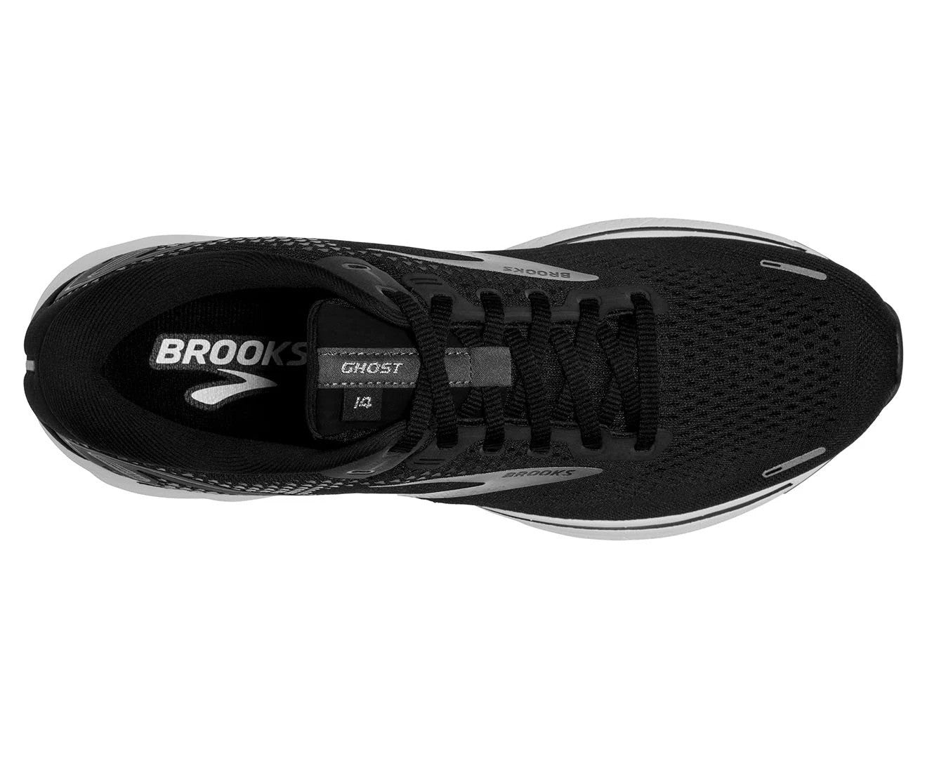 Brooks Men's Ghost 14 Running Shoes - Black/White/Silver