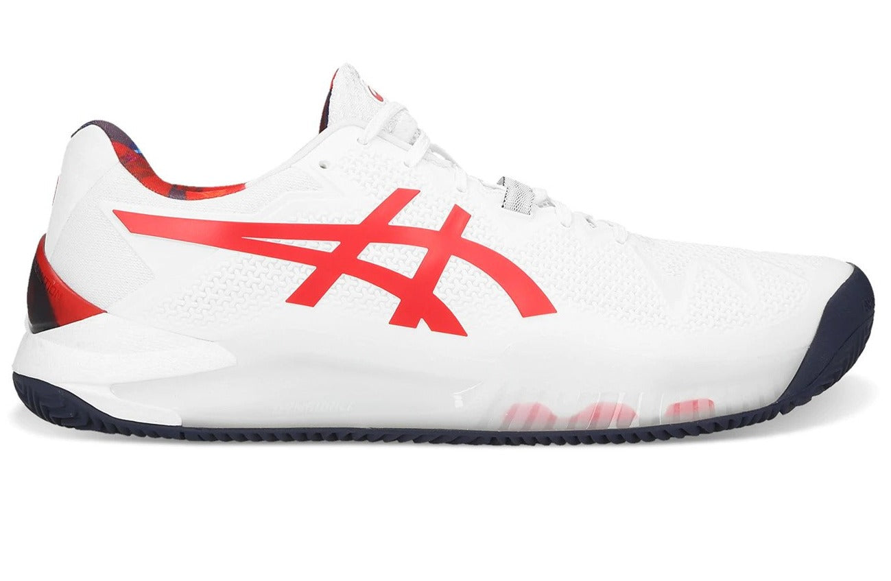 ASICS Men's GEL-Resolution 8 Clay L.E. Tennis Shoes - White/Classic Red