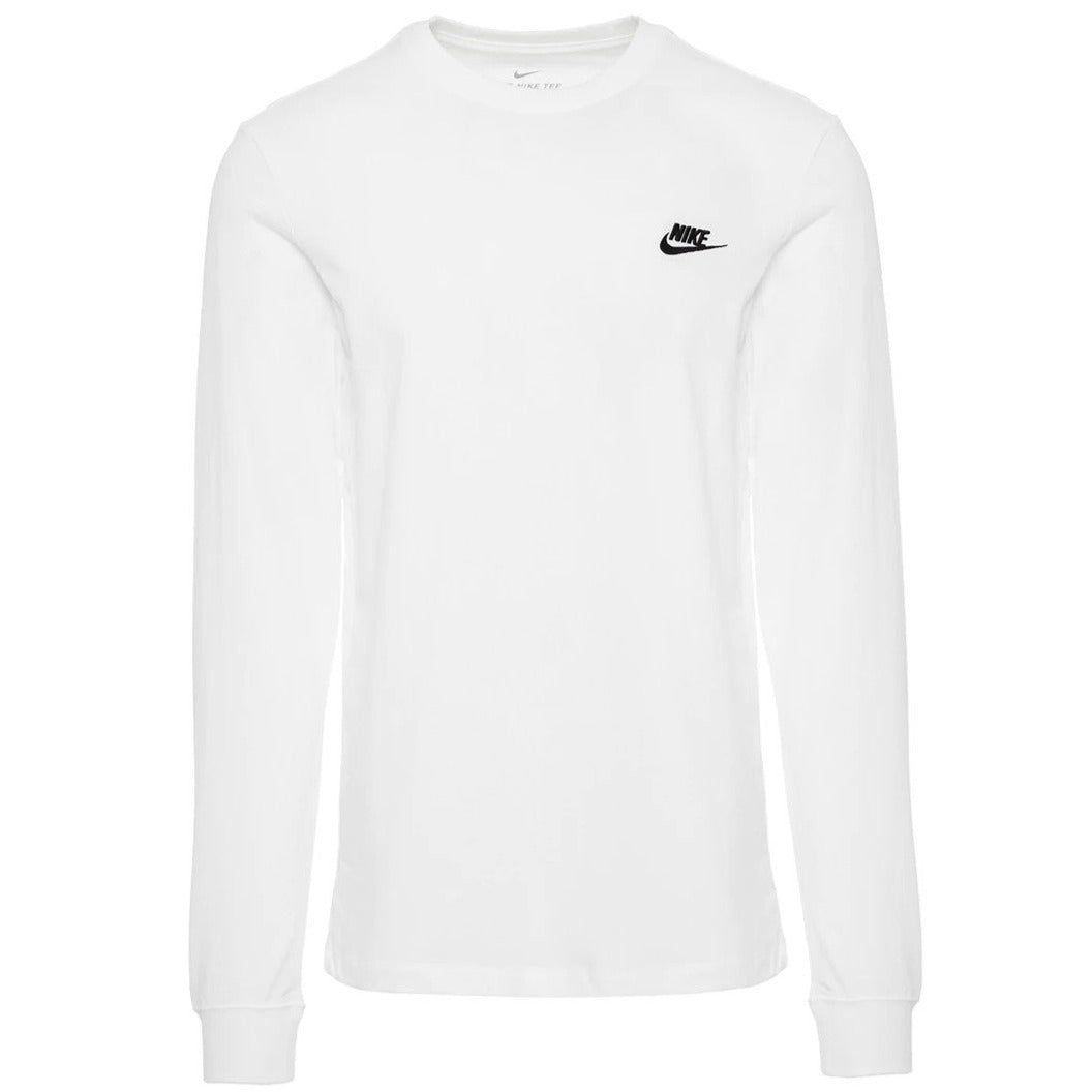 Nike Sportswear Mens Club Long Sleeve Tee / T-Shirt / Tshirt - White