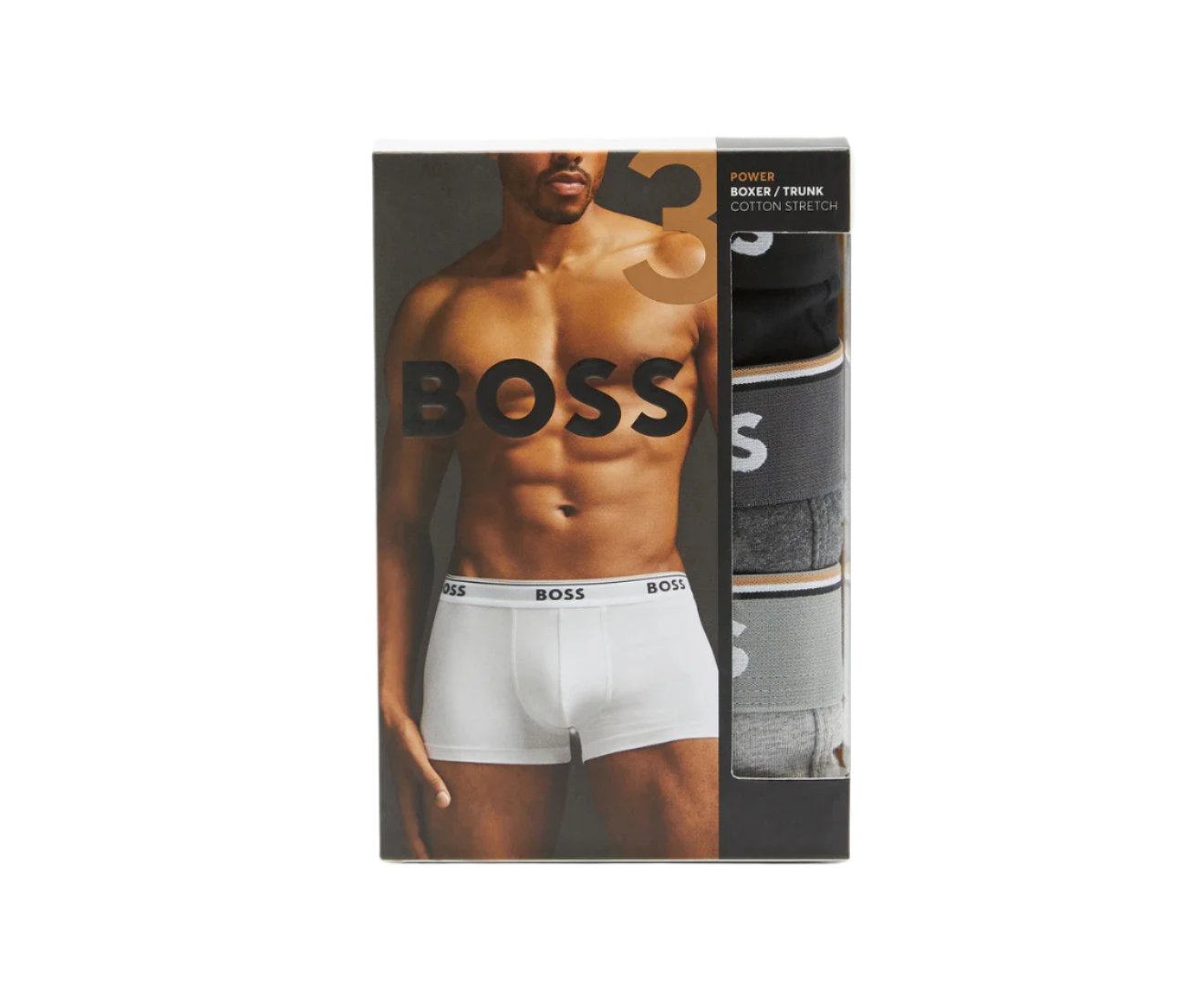 Hugo Boss Men's Power Boxers / Trunks 3-Pack - Black/Heather Grey/Dark Grey