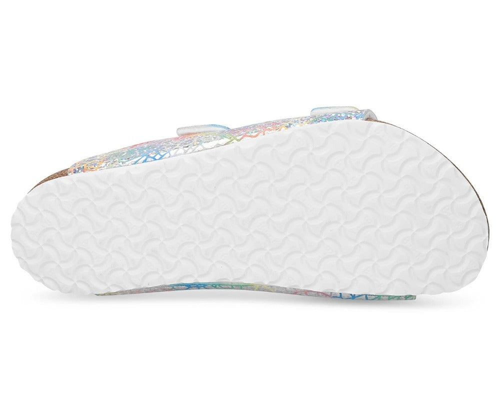 Birkenstock Kids' Arizona Vegan Narrow Fit Sandals - Flashy Hologram Silver