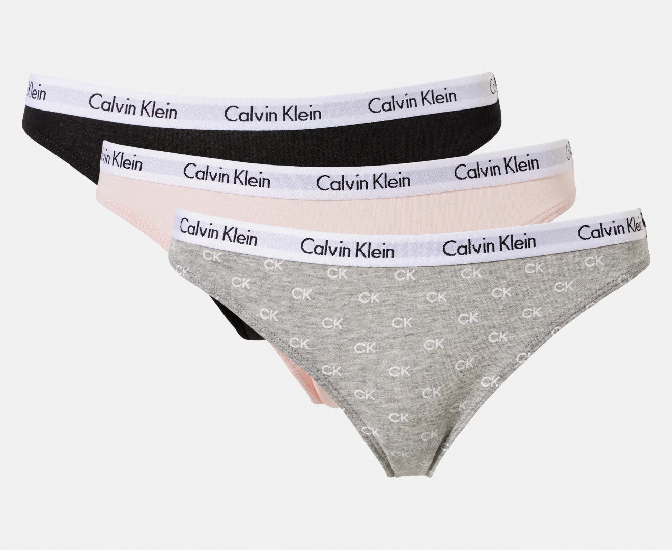 Calvin Klein Women's Carousel Bikini Briefs 3-Pack - Black/Nymph's Thigh/CK Grey Heather