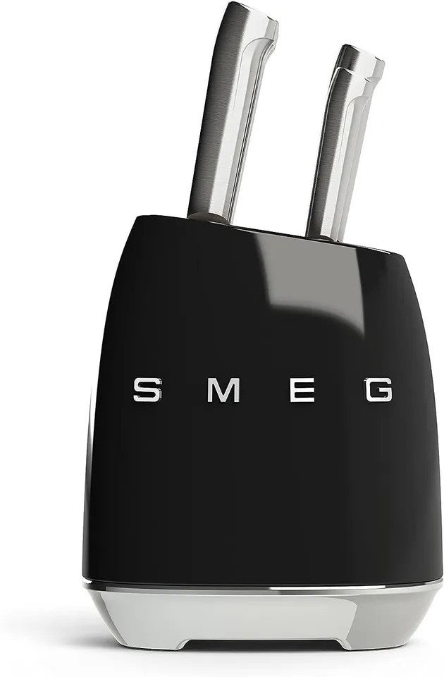 SMEG 7 Piece Stainless Steel Knife Block Set - Black