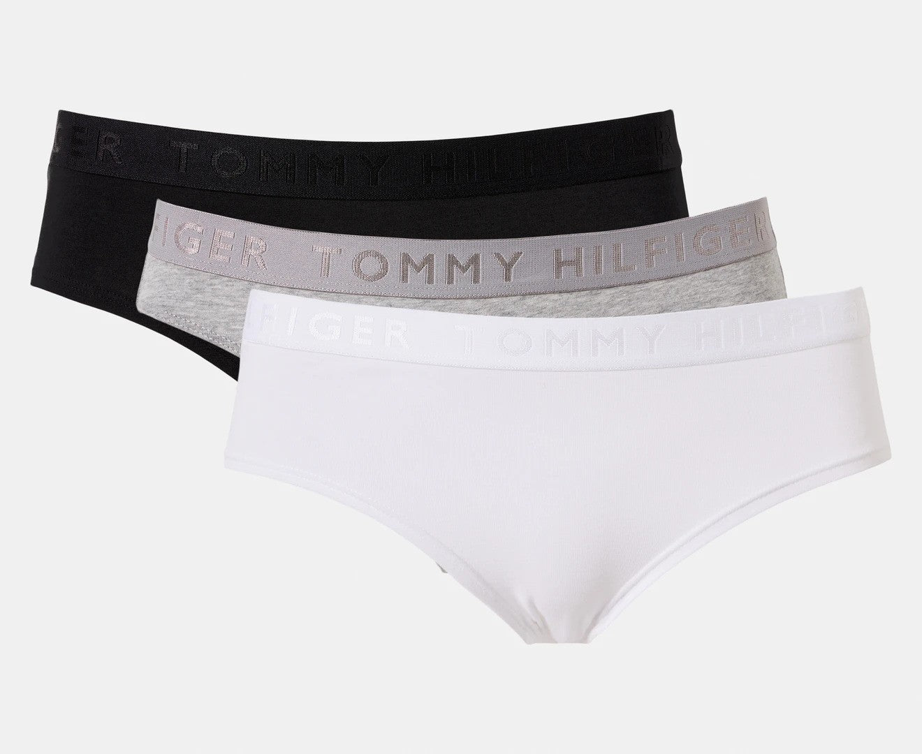 Tommy Hilfiger Women's Cotton Hipster Briefs 3-Pack - Grey/White/Black