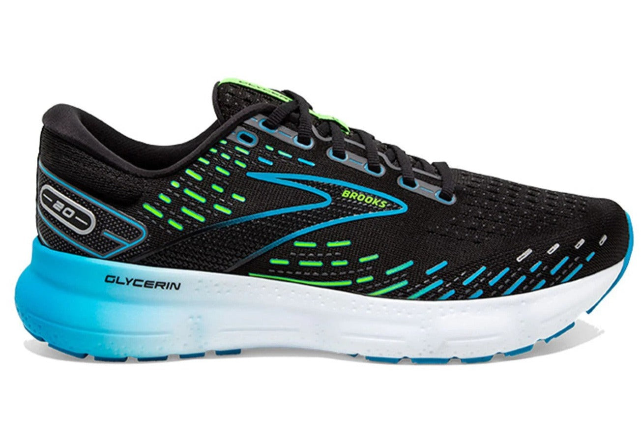 Brooks Men's Glycerin 20 Running Shoes - Black/Hawaii Ocean/Green