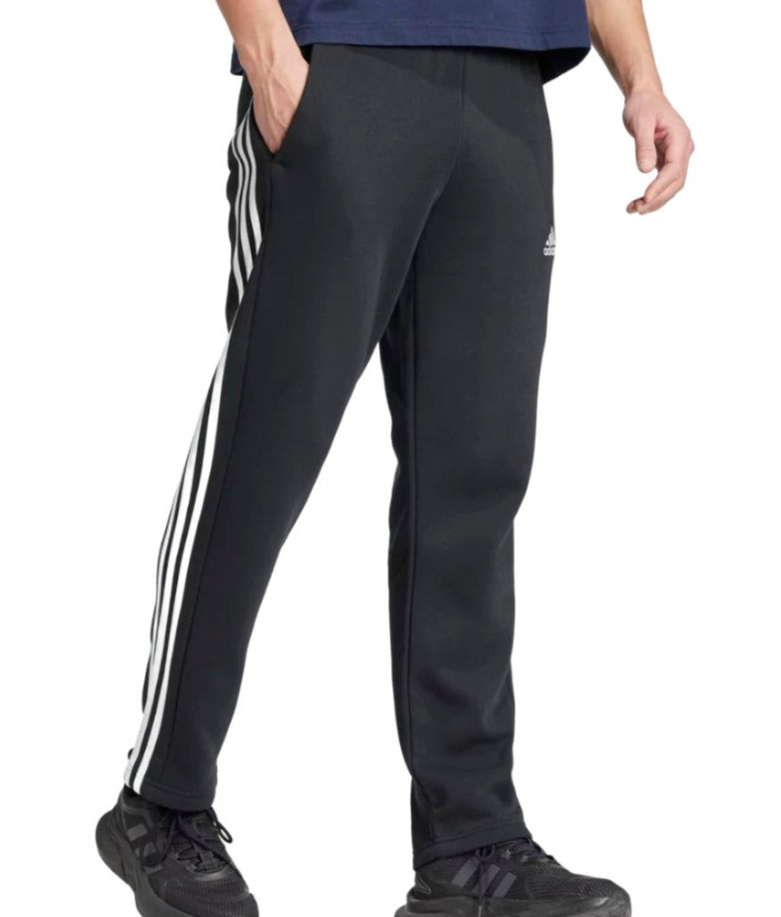 Adidas Mens Sportswear Essentials 3-Stripes Open Hem Fleece Pants - Black