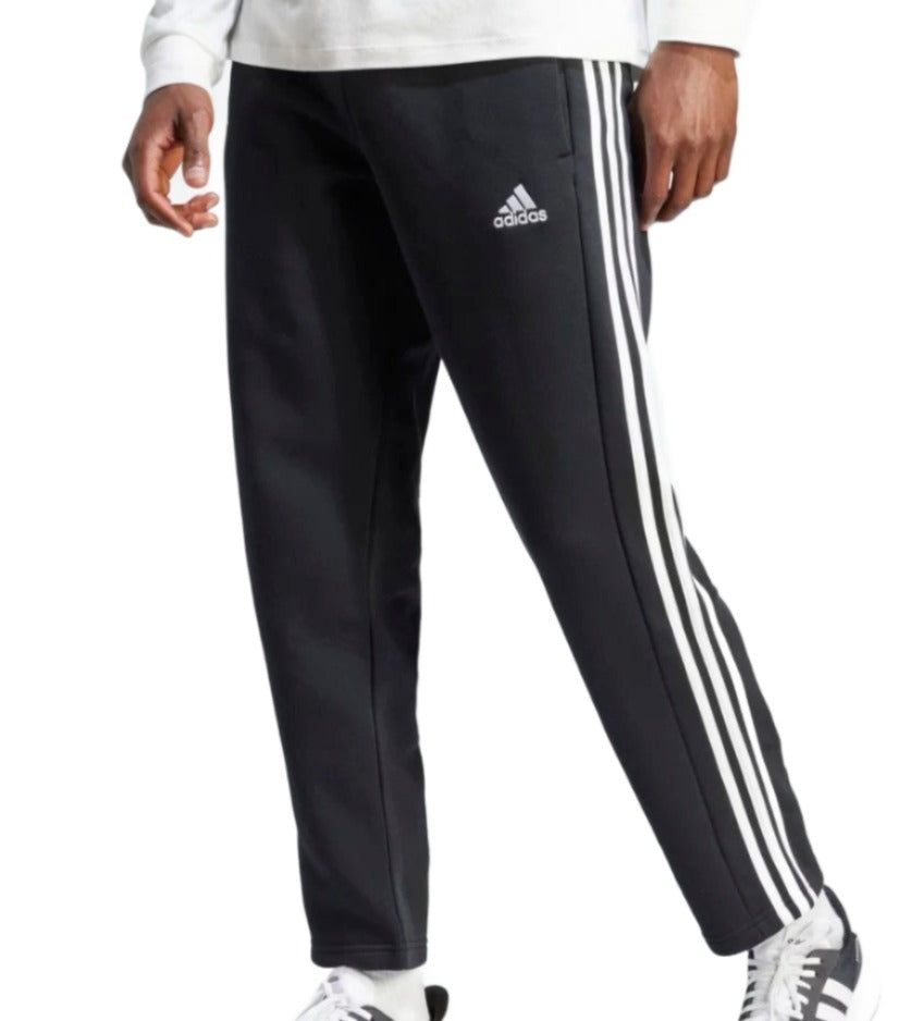 Adidas Mens Sportswear Essentials 3-Stripes Open Hem Fleece Pants - Black