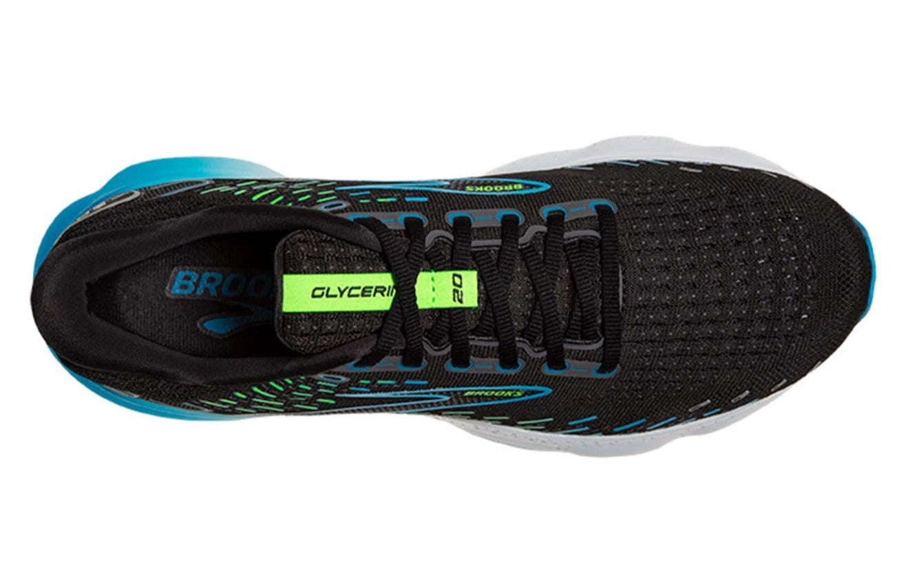 Brooks Men's Glycerin 20 Running Shoes - Black/Hawaii Ocean/Green