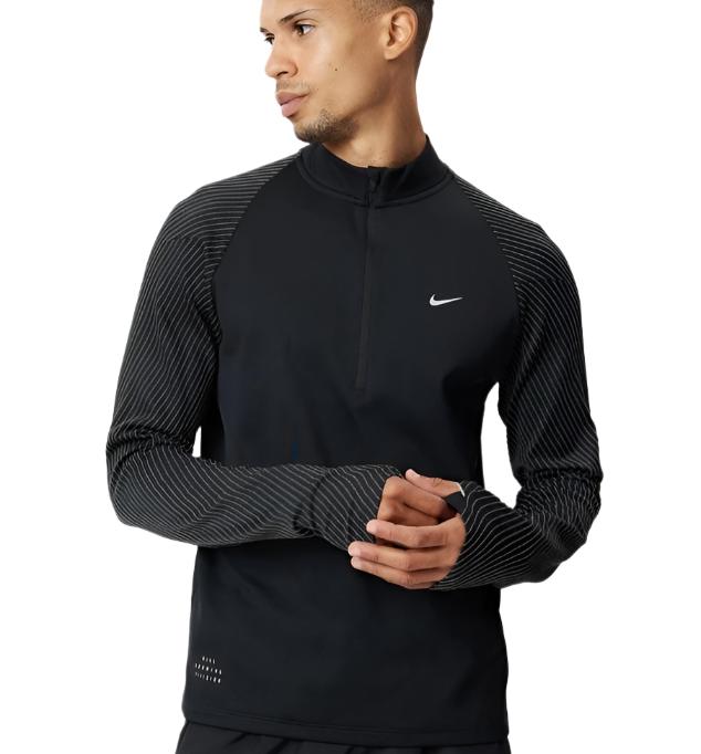 Nike Mens Dri-FIT Element Half Zip Running Top - Black & Reflective Silver