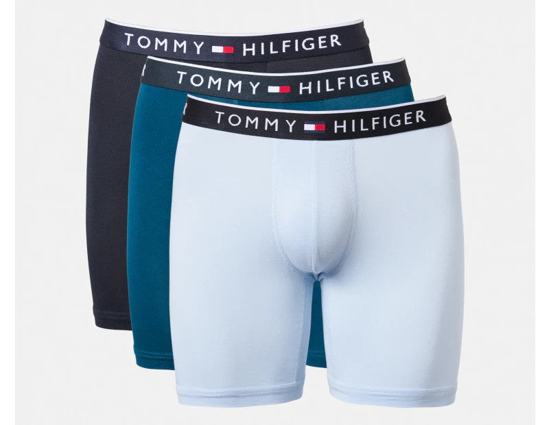 Tommy Hilfiger Men's Smooth Stretch Boxer Briefs 3-Pack - Blue Wave/Deep Blue/Midnight Blue