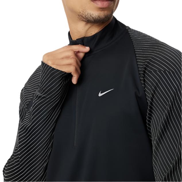 Nike Mens Dri-FIT Element Half Zip Running Top - Black & Reflective Silver