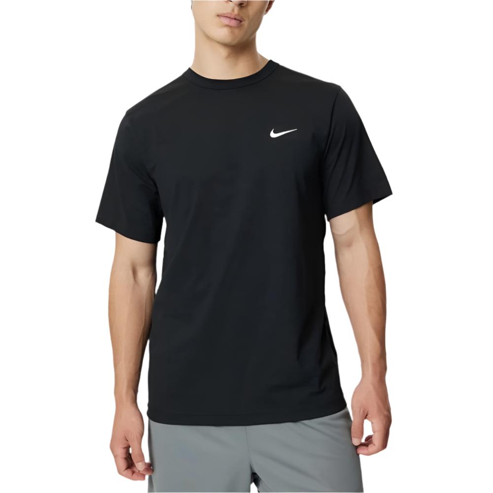 Nike Mens Dri-FIT UV Hyverse Short-Sleeve Fitness Top Tee - Black/White