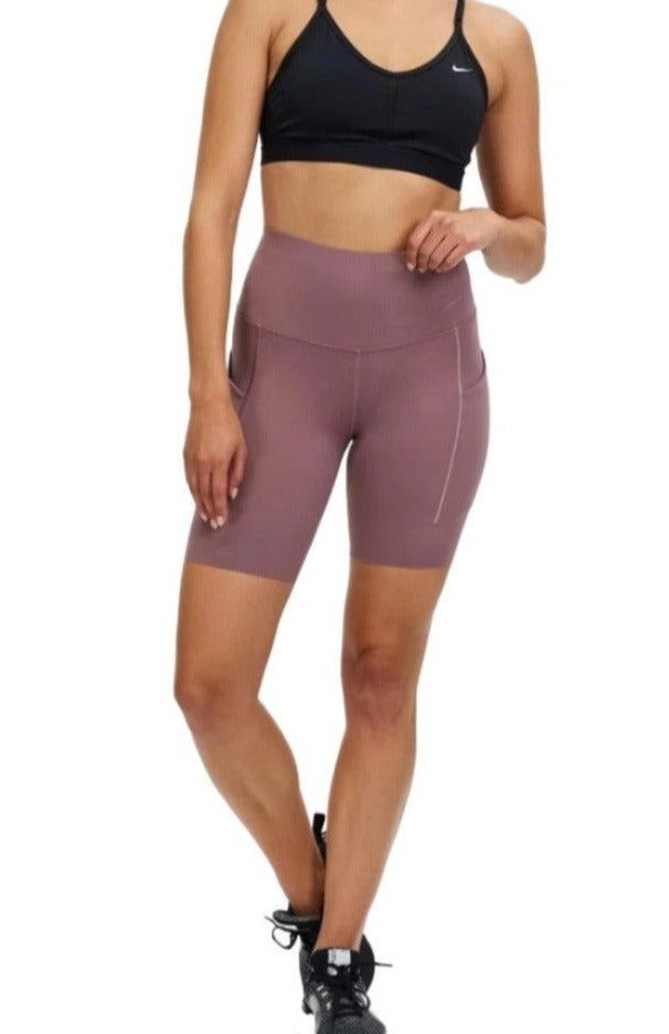 Nike Womens Dri-FIT Universa High-Rise 8in Shorts - Smokey Mauve & Black